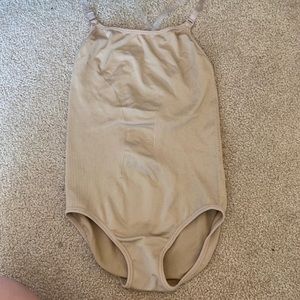 Girls nude body suit w/clear straps